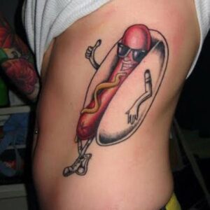 Funny hotdog tattoo