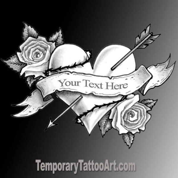 Grey heart temporary tattoo