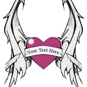 Heart with Wings Tattoo – add text