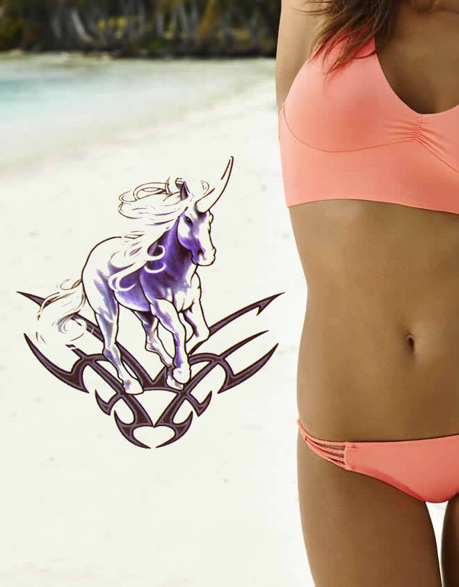 Tribal unicorn temporary tattoo