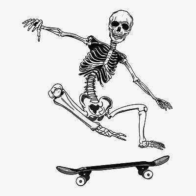 Skeleton skateboard temporary tattoo