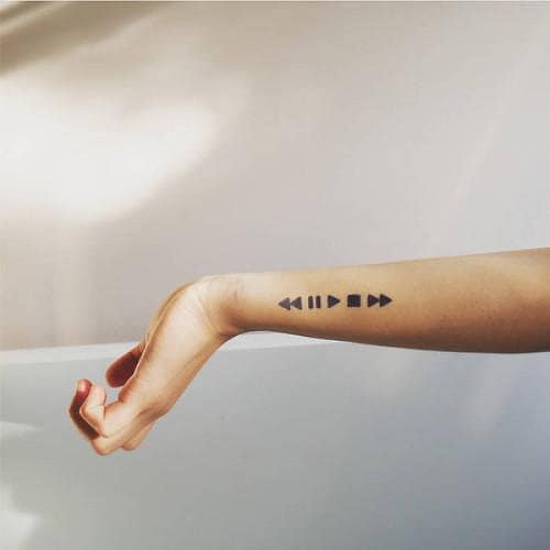 Play Stop Record temporary tattoo