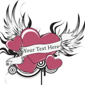 Tribal Heart Wings Tattoo – add text