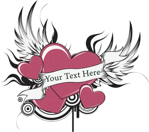 Custom text heart temporary tattoo