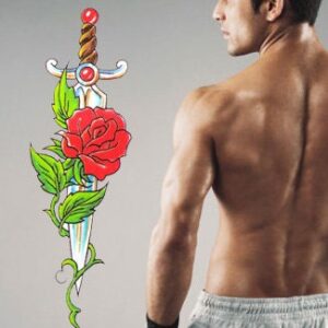 Temporary Tattoo Rose sword – 2×3 inch