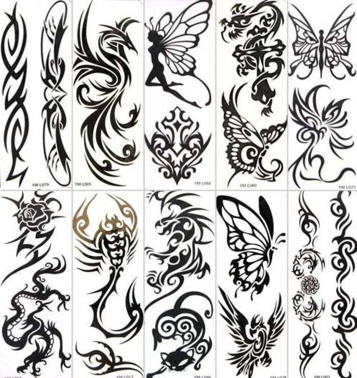 Tribal temporary tattoo set