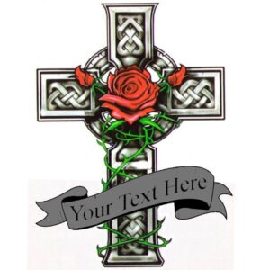 Custom Cross Rose Tattoo add text