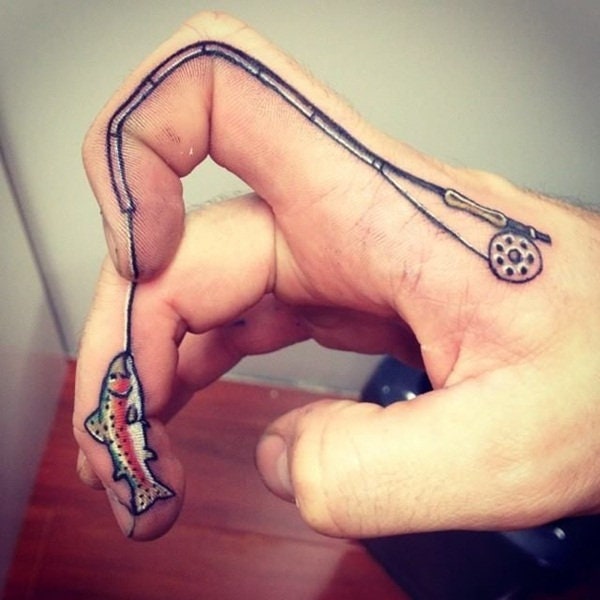 Fishing rod temporary tattoo