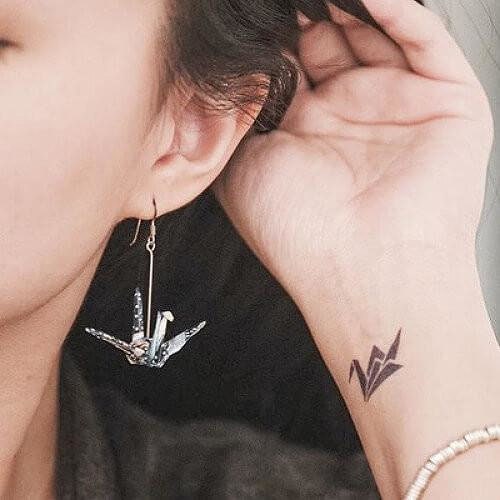 Paper crane temporary tattoo