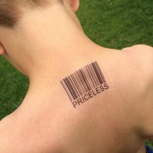 Priceless barcode temporary tattoo