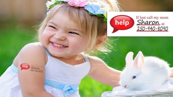 Child safety temporary tattoos