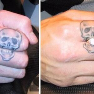 Funny skull smoking tattoo