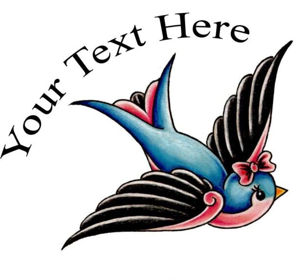 Bird add text fake tattoo