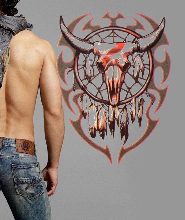 Tribal bull horns fake tattoo