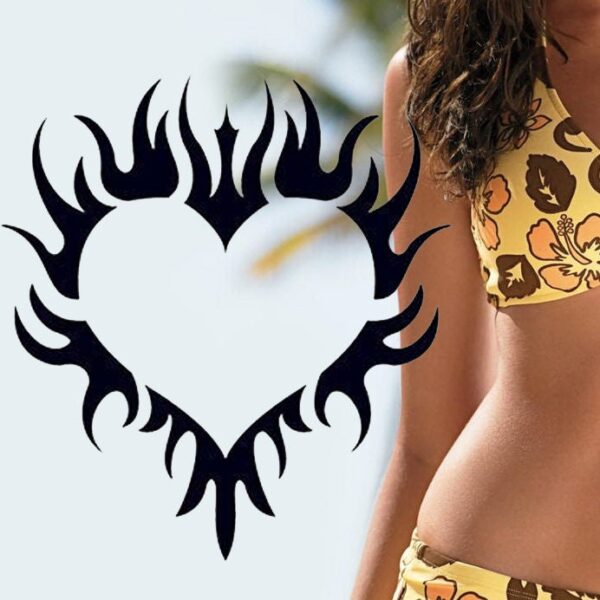 Tribal black heart fake tattoo