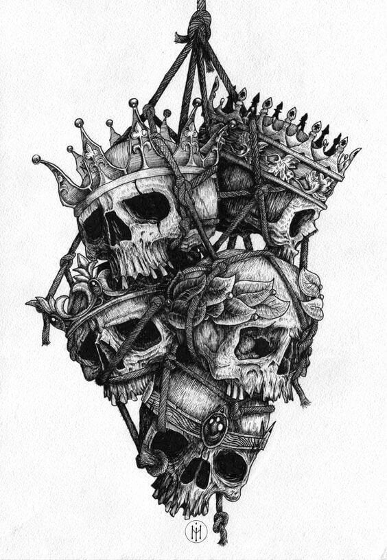 Skulls fake tattoo design