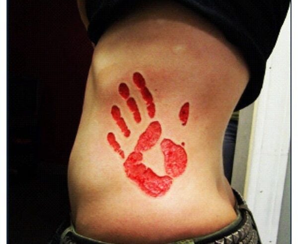 Bloody hand fake tattoo design