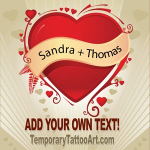 Custom heart tattoo add text