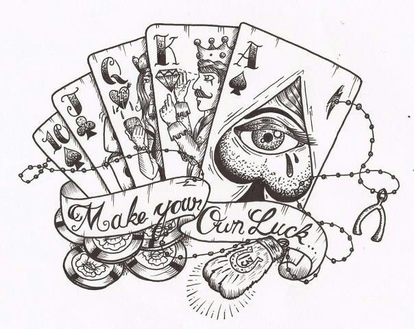 Royal flush fake tattoo