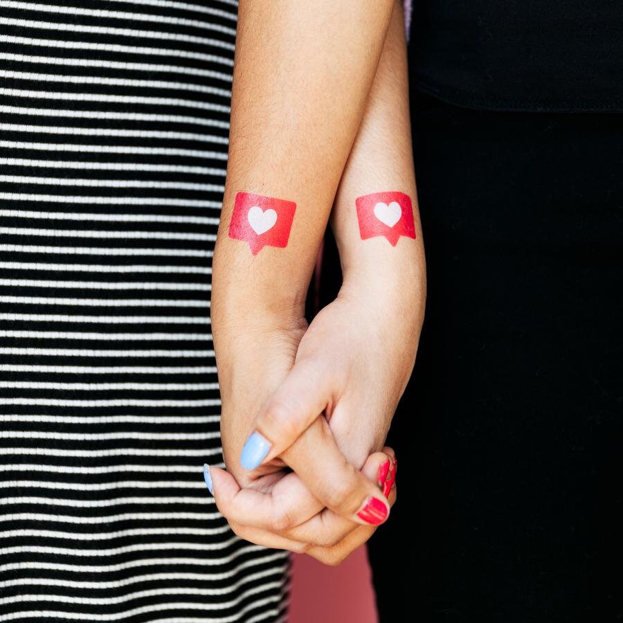 Love red bubble temporary tattoo