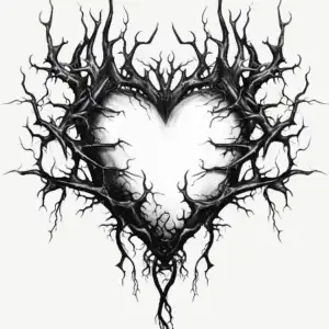 A Heart Tree Roots Fake Tattoo Design