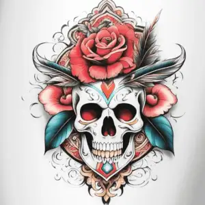 A Retro Skull Fake Tattoo Design