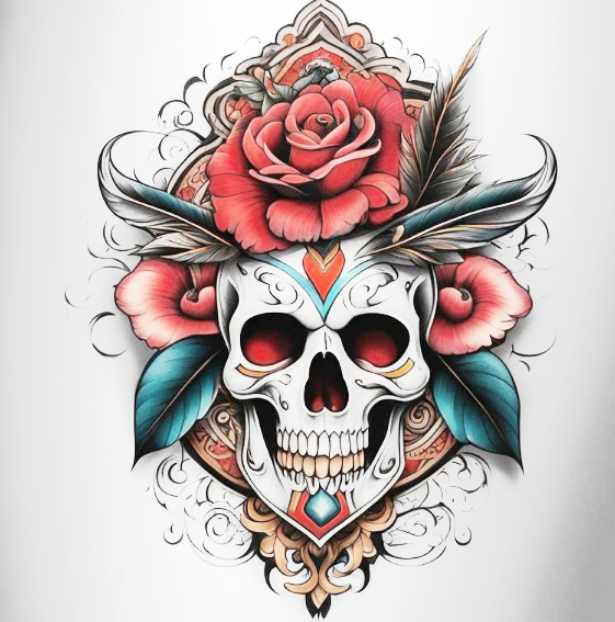 Retro skull design tattoo