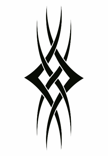 A black tribal design