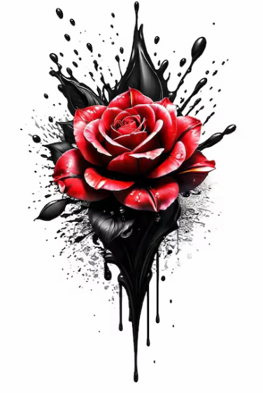 A red rose blackened