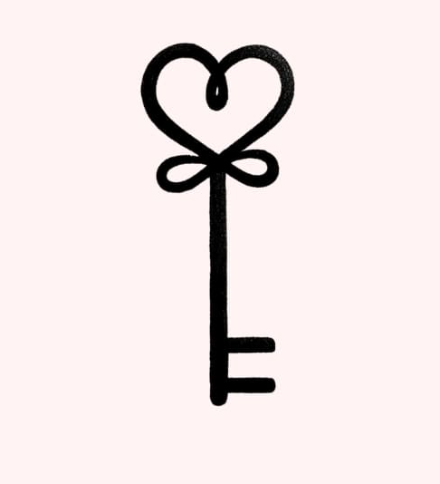 Heart key tattoo design