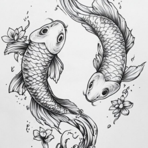 Koi Fish Fake Tattoo Design