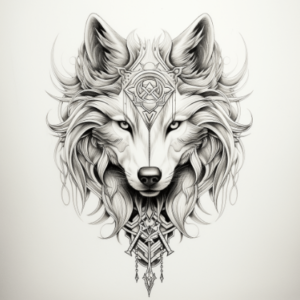 Wolf fake tattoo design