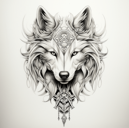 Wolf design temporary tattoo