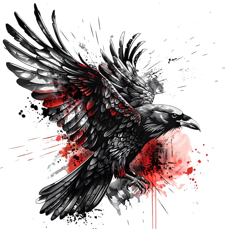 Black crow tattoo design