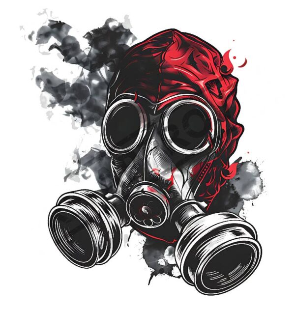 Gas mask tattoo design